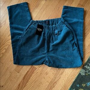 BoohooMAN Skate pants teal corduroy